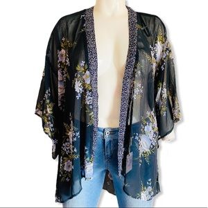 Band of Gypsies Black Floral Kimono